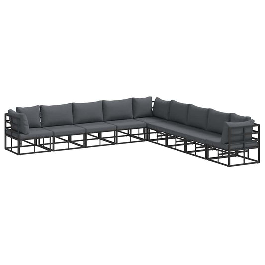 vidaXL Σετ Καναπέ Κήπου 9 pcs Μαύρο 353 x 353 x 71 εκ Αλουμίνιο