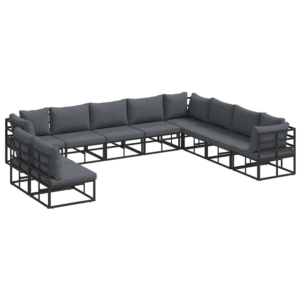 vidaXL Σετ Καναπέ Κήπου 10 pcs Μαύρο 353 x 283 x 71 εκ. Αλουμίνιο