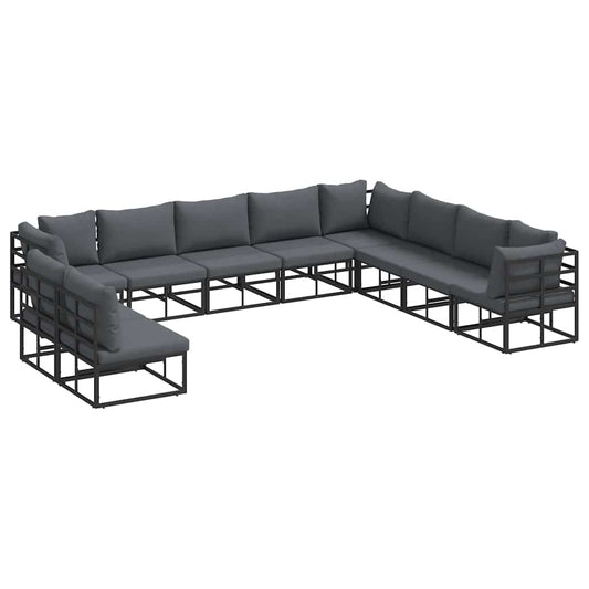 vidaXL Σετ Καναπέ Κήπου 10 pcs Μαύρο 353 x 283 x 71 εκ. Αλουμίνιο