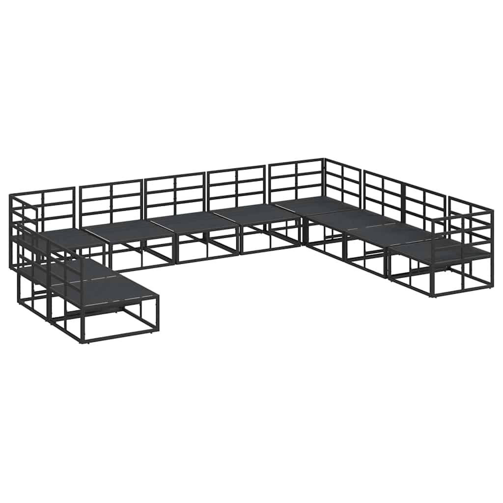 vidaXL Σετ Καναπέ Κήπου 10 pcs Μαύρο 353 x 283 x 71 εκ. Αλουμίνιο