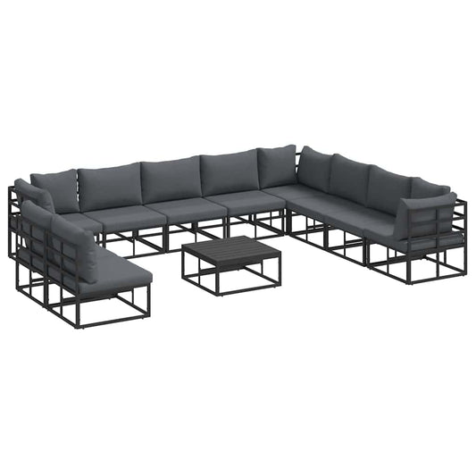 vidaXL Σετ Καναπέ Κήπου 11 pcs Μαύρο 70 x 70 x 32 εκ Αλουμίνιο