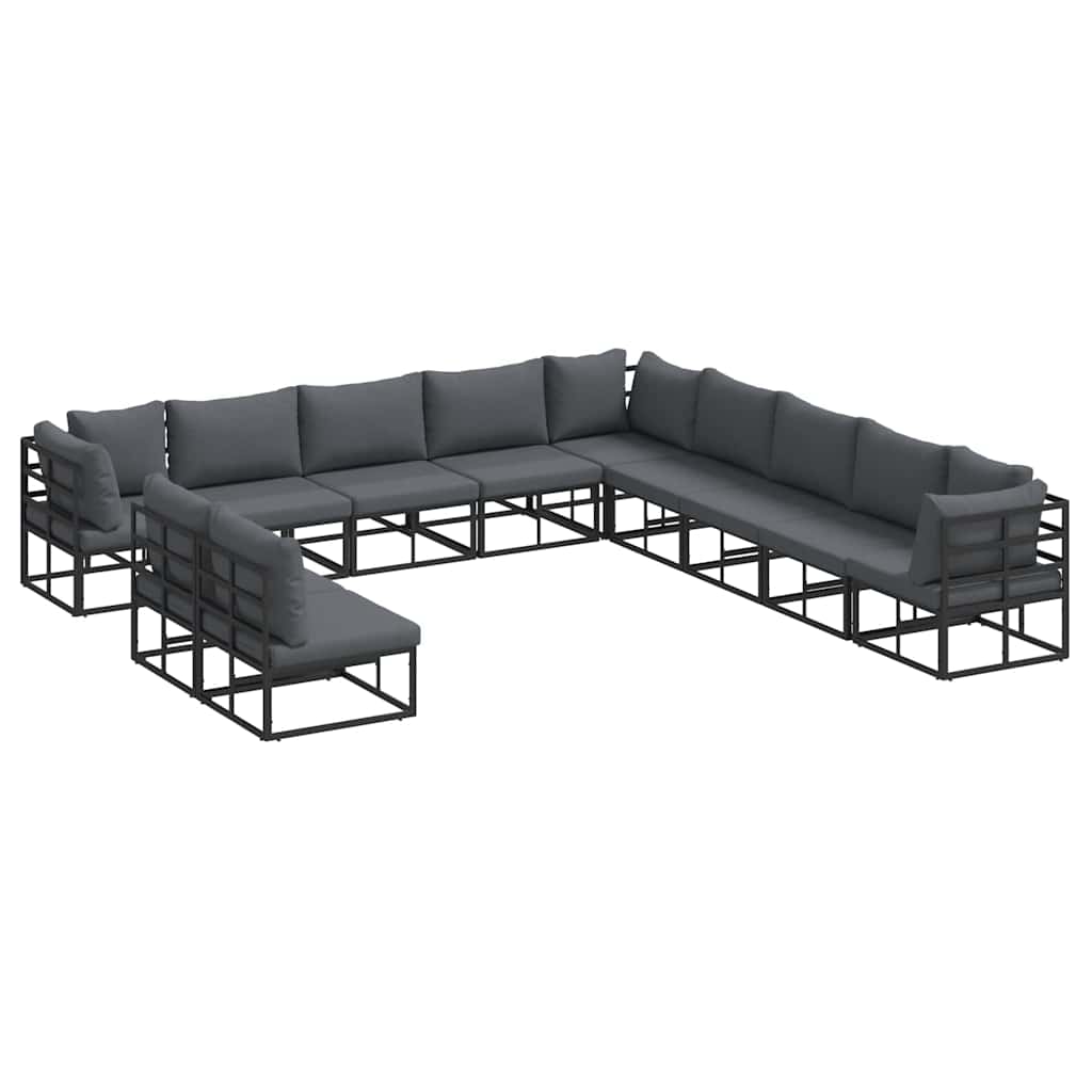 vidaXL Σετ Καναπέ Κήπου 11 pcs Μαύρο 70 x 70 x 32 εκ. Αλουμίνιο