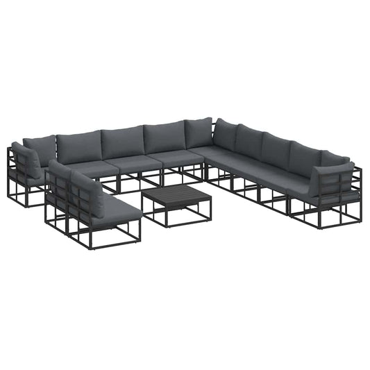 vidaXL Σετ Καναπέ Κήπου 12 pcs Μαύρο 70 x 70 x 32 εκ. Αλουμίνιο