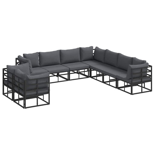 vidaXL Σετ Καναπέ Κήπου 9 pcs Μαύρο 283 x 283 x 71 εκ. Αλουμίνιο