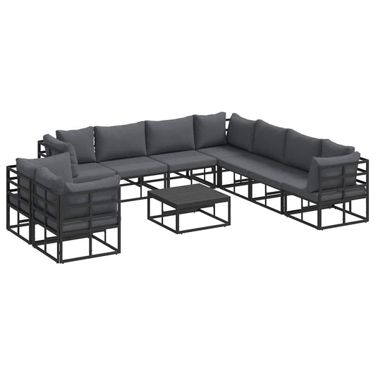 vidaXL Σετ Καναπέ Κήπου 10 pcs Μαύρο 70 x 70 x 32 εκ Αλουμίνιο
