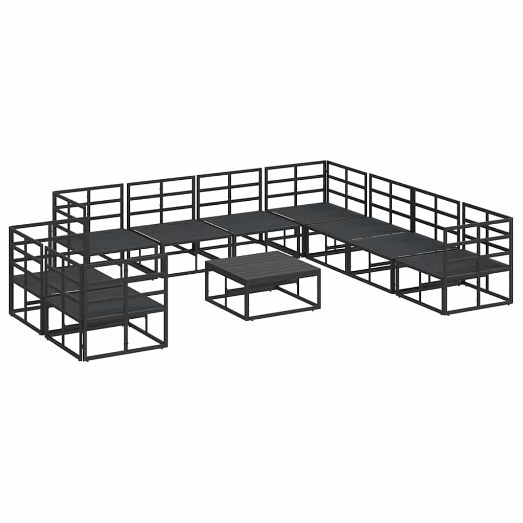 vidaXL Σετ Καναπέ Κήπου 10 pcs Μαύρο 70 x 70 x 32 εκ Αλουμίνιο