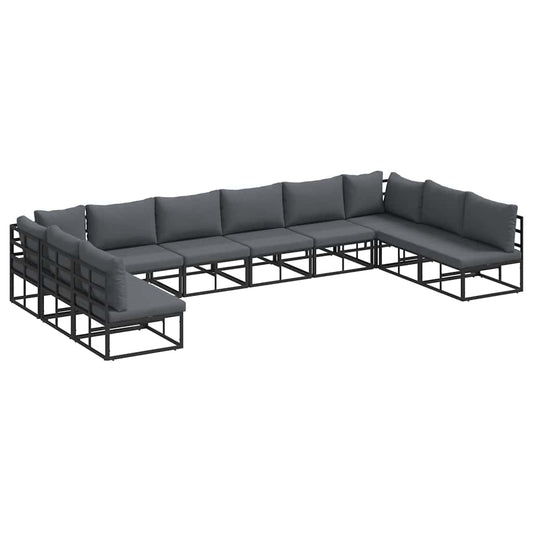 vidaXL Σετ Καναπέ Κήπου 10 pcs Μαύρο 423 x 211.5 x 71 εκ Αλουμίνιο