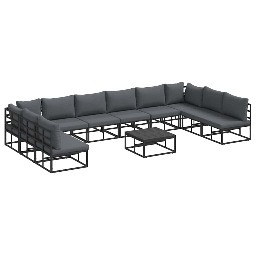 vidaXL Σετ Καναπέ Κήπου 11 pcs Μαύρο 70 x 70 x 32 εκ Αλουμίνιο