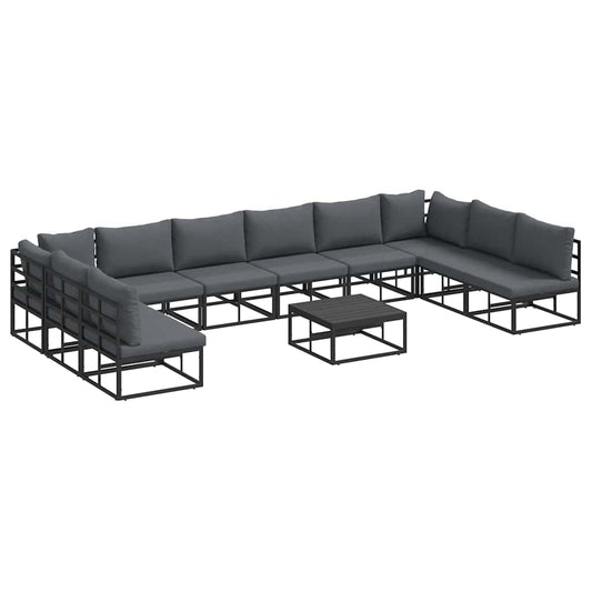 vidaXL Σετ Καναπέ Κήπου 11 pcs Μαύρο 70 x 70 x 32 εκ Αλουμίνιο