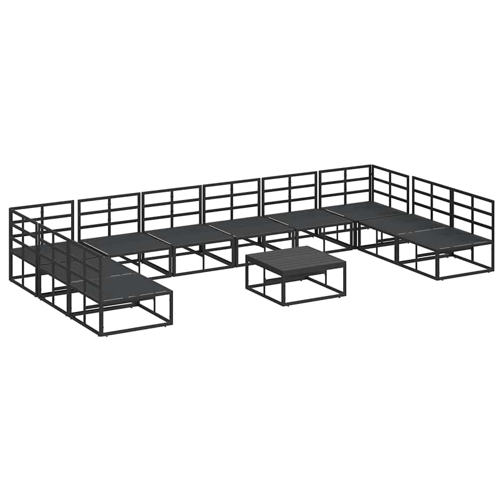 vidaXL Σετ Καναπέ Κήπου 11 pcs Μαύρο 70 x 70 x 32 εκ Αλουμίνιο