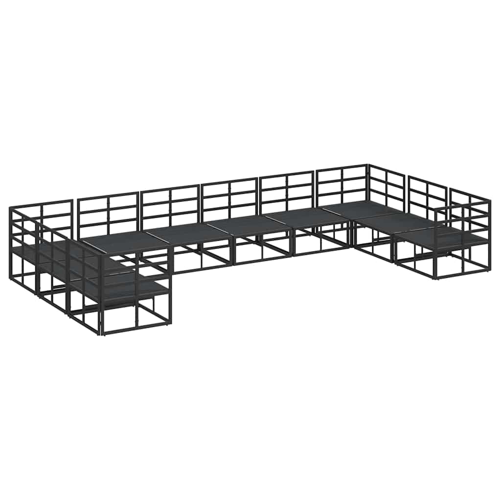 vidaXL Σετ Καναπέ Κήπου 10 pcs Μαύρο 423 x 213 x 71 εκ Αλουμίνιο