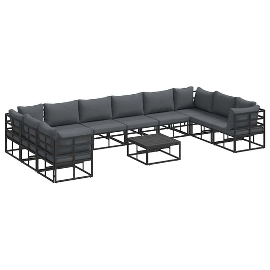 vidaXL Σετ Καναπέ Κήπου 11 pcs Μαύρο 70 x 70 x 32 εκ Αλουμίνιο