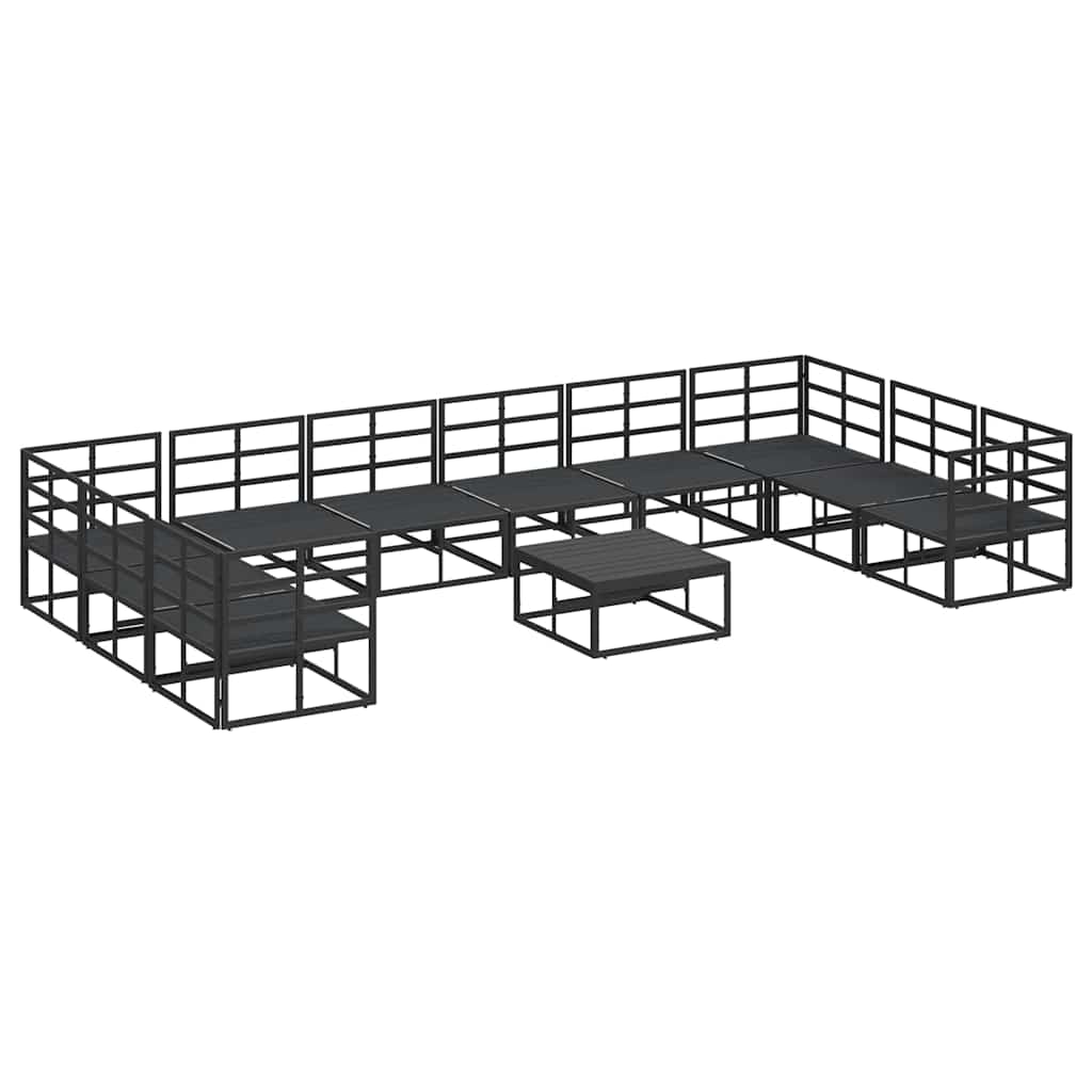 vidaXL Σετ Καναπέ Κήπου 11 pcs Μαύρο 70 x 70 x 32 εκ Αλουμίνιο