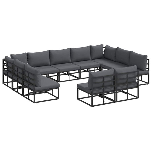 vidaXL Σετ Καναπέ Κήπου 11 pcs Μαύρο 353 x 211.5 x 71 εκ Αλουμίνιο