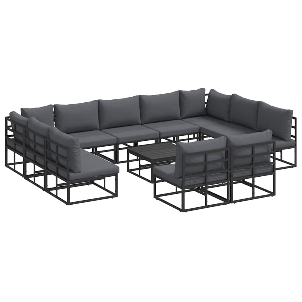 vidaXL Σετ Καναπέ Κήπου 12 pcs Μαύρο 70 x 70 x 32 εκ Αλουμίνιο
