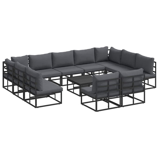 vidaXL Σετ Καναπέ Κήπου 12 pcs Μαύρο 70 x 70 x 32 εκ Αλουμίνιο