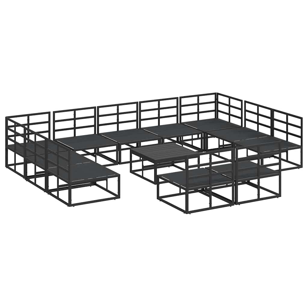 vidaXL Σετ Καναπέ Κήπου 12 pcs Μαύρο 70 x 70 x 32 εκ Αλουμίνιο