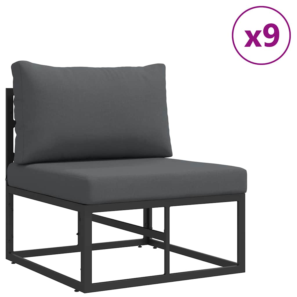 vidaXL Σετ Καναπέ Κήπου 12 pcs Μαύρο 70 x 70 x 32 εκ Αλουμίνιο