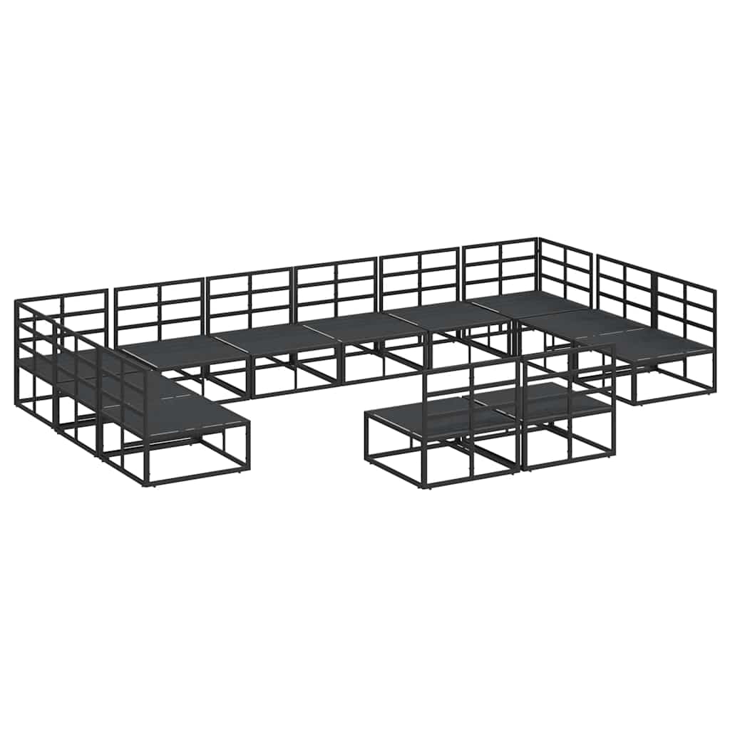 vidaXL Σετ Καναπέ Κήπου 12 pcs Μαύρο 423 x 211.5 x 71 εκ Αλουμίνιο