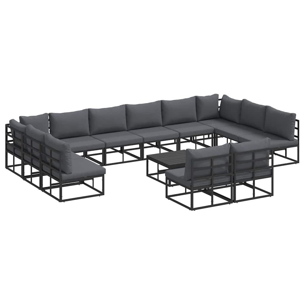 vidaXL Σετ Καναπέ Κήπου 13 pcs Μαύρο 70 x 70 x 32 εκ Αλουμίνιο