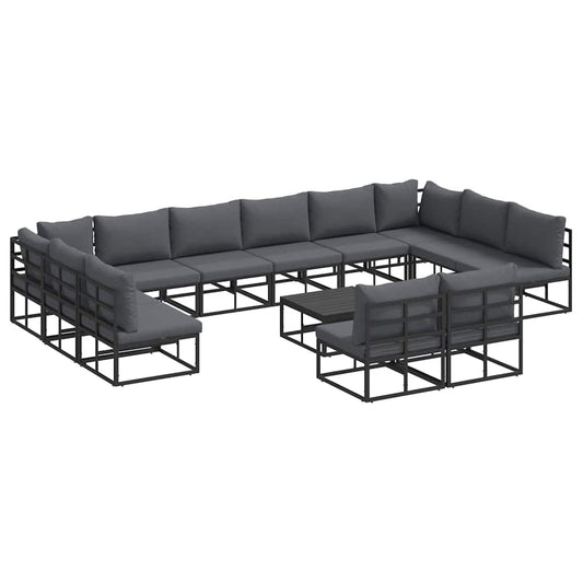 vidaXL Σετ Καναπέ Κήπου 13 pcs Μαύρο 70 x 70 x 32 εκ Αλουμίνιο