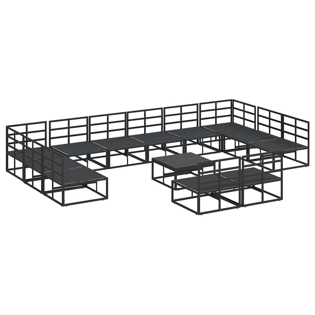 vidaXL Σετ Καναπέ Κήπου 13 pcs Μαύρο 70 x 70 x 32 εκ Αλουμίνιο