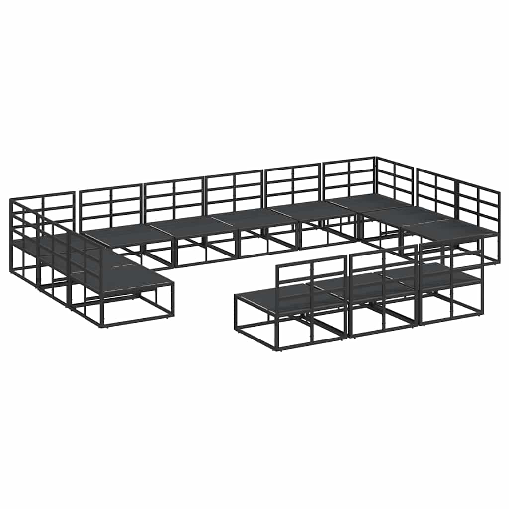 vidaXL Σετ Καναπέ Κήπου με μαξιλάρι με μαξιλάρι 13 pcs Μαύρο Αλουμίνιο