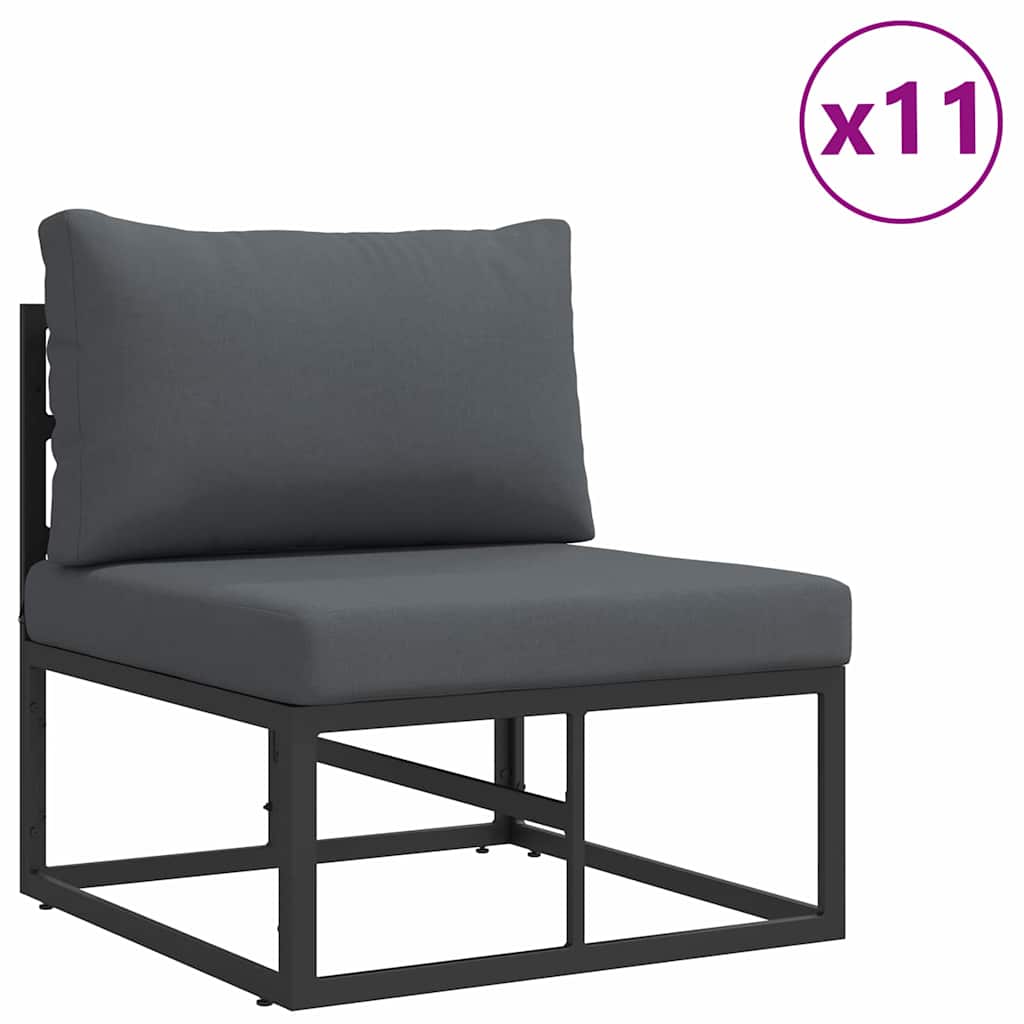 vidaXL Σετ Καναπέ Κήπου με μαξιλάρι με μαξιλάρι 13 pcs Μαύρο Αλουμίνιο
