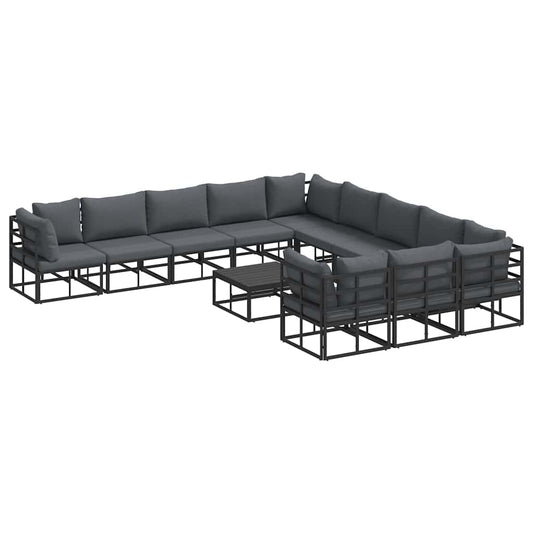 vidaXL Σετ Καναπέ Κήπου 12 pcs Μαύρο 70 x 70 x 32 εκ Αλουμίνιο