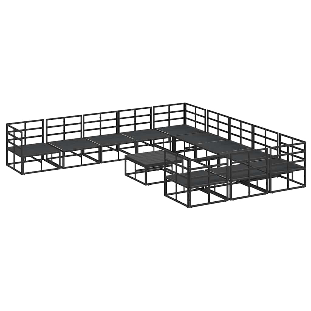 vidaXL Σετ Καναπέ Κήπου 12 pcs Μαύρο 70 x 70 x 32 εκ Αλουμίνιο