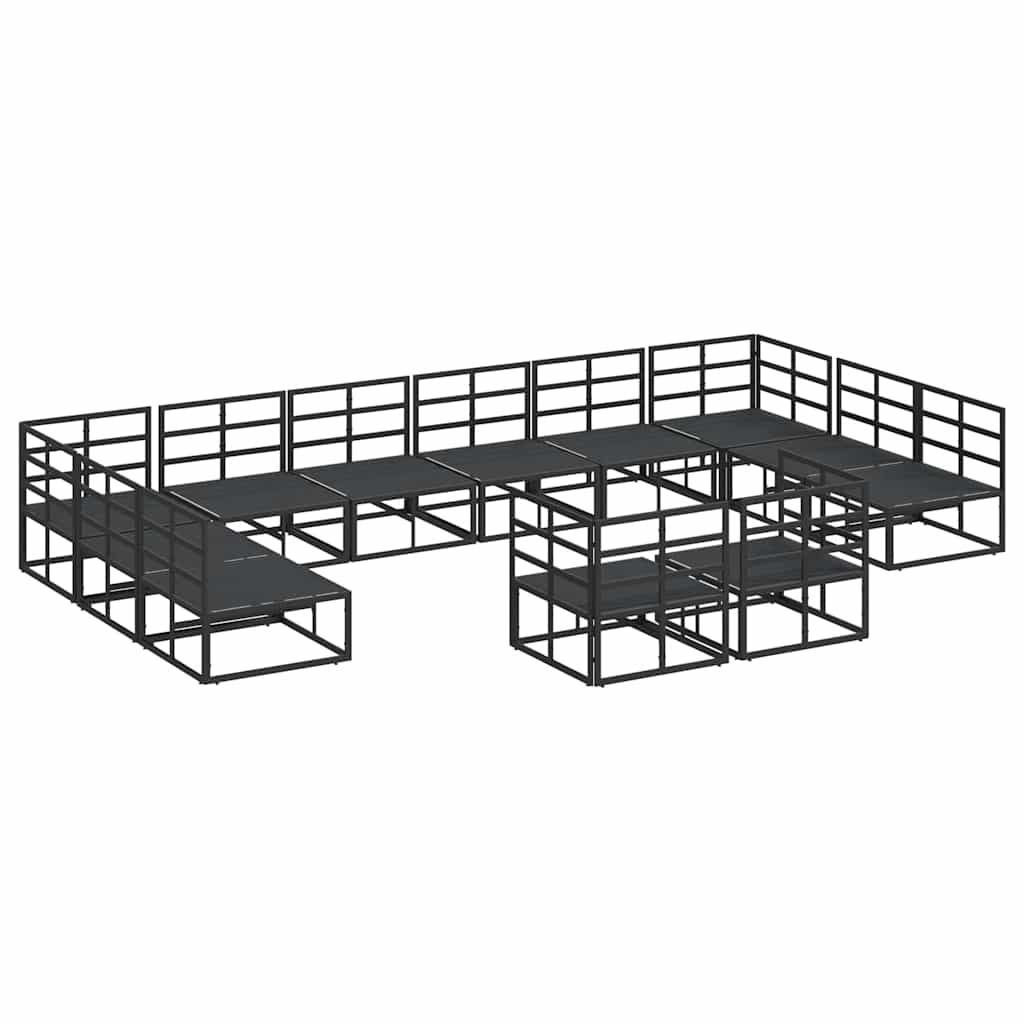 vidaXL Σετ Καναπέ Κήπου 12 pcs Μαύρο 423 x 211.5 x 71 εκ Αλουμίνιο