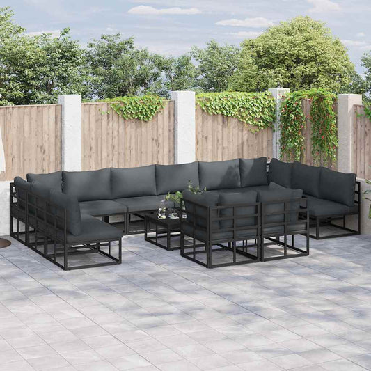 vidaXL Σετ Καναπέ Κήπου 13 pcs Μαύρο 70 x 70 x 32 εκ Αλουμίνιο