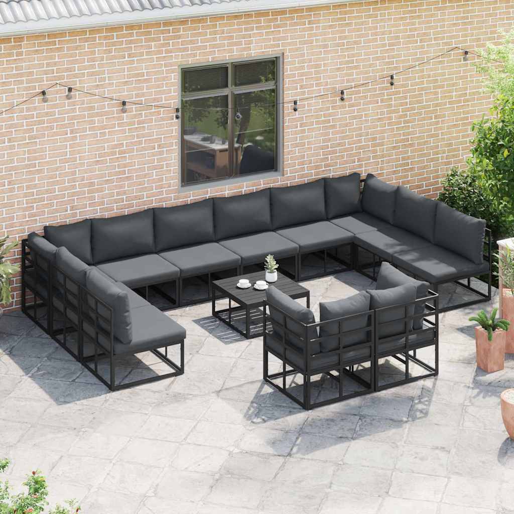vidaXL Σετ Καναπέ Κήπου 13 pcs Μαύρο 70 x 70 x 32 εκ Αλουμίνιο