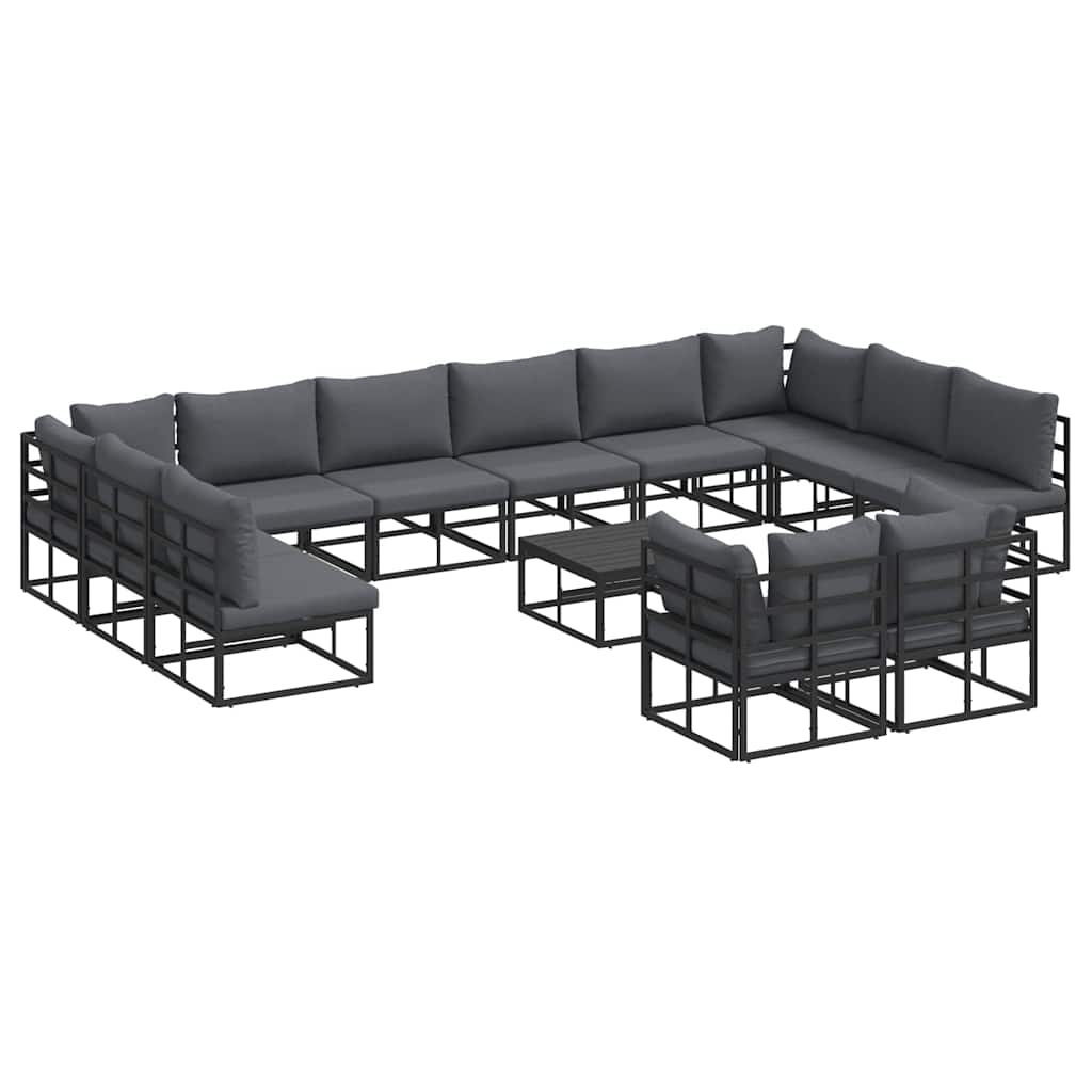 vidaXL Σετ Καναπέ Κήπου 13 pcs Μαύρο 70 x 70 x 32 εκ Αλουμίνιο
