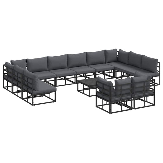 vidaXL Σετ Καναπέ Κήπου 13 pcs Μαύρο 70 x 70 x 32 εκ Αλουμίνιο