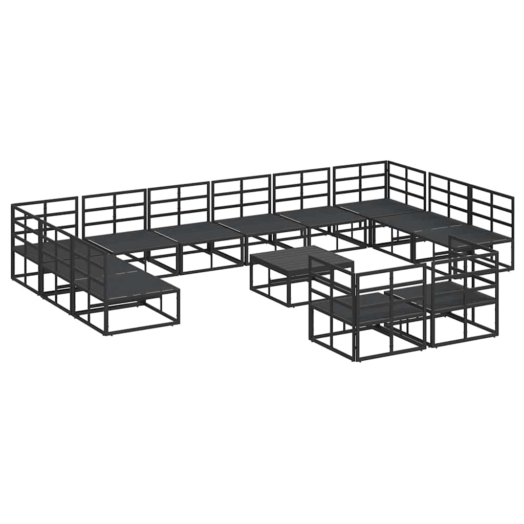 vidaXL Σετ Καναπέ Κήπου 13 pcs Μαύρο 70 x 70 x 32 εκ Αλουμίνιο