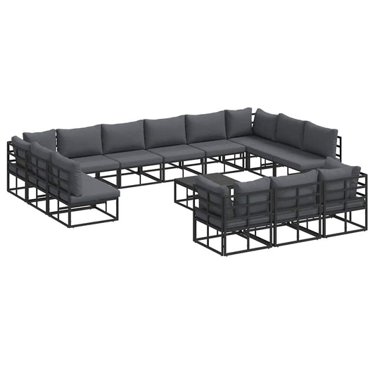 vidaXL Σετ Καναπέ Κήπου 14 pcs Μαύρο 70 x 70 x 32 εκ Αλουμίνιο
