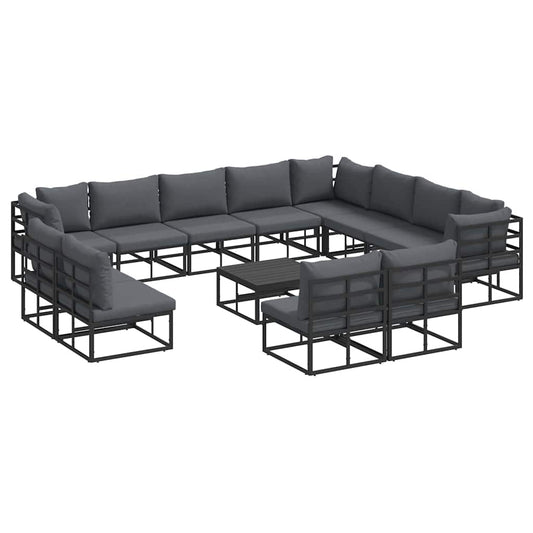 vidaXL Σετ Καναπέ Κήπου 13 pcs Μαύρο 70 x 70 x 32 εκ Αλουμίνιο