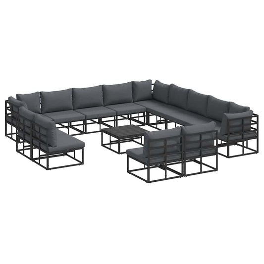 vidaXL Σετ Καναπέ Κήπου 14 pcs Μαύρο 70 x 70 x 32 εκ Αλουμίνιο