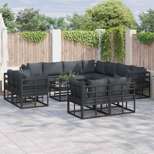 vidaXL Σετ Καναπέ Κήπου 11 pcs Μαύρο 283 x 283 x 71 εκ. Αλουμίνιο