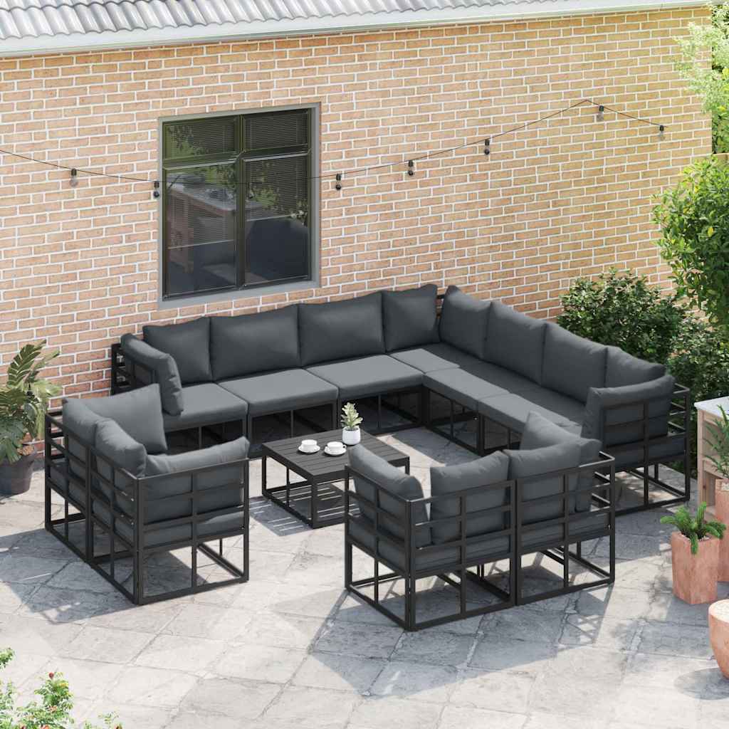 vidaXL Σετ Καναπέ Κήπου 11 pcs Μαύρο 283 x 283 x 71 εκ. Αλουμίνιο
