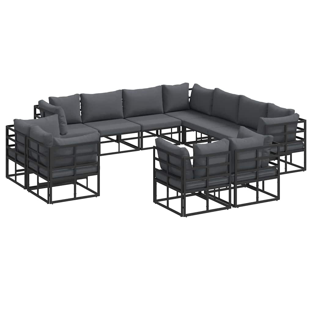 vidaXL Σετ Καναπέ Κήπου 11 pcs Μαύρο 283 x 283 x 71 εκ. Αλουμίνιο