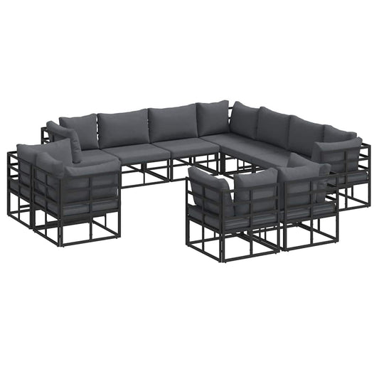 vidaXL Σετ Καναπέ Κήπου 11 pcs Μαύρο 283 x 283 x 71 εκ. Αλουμίνιο