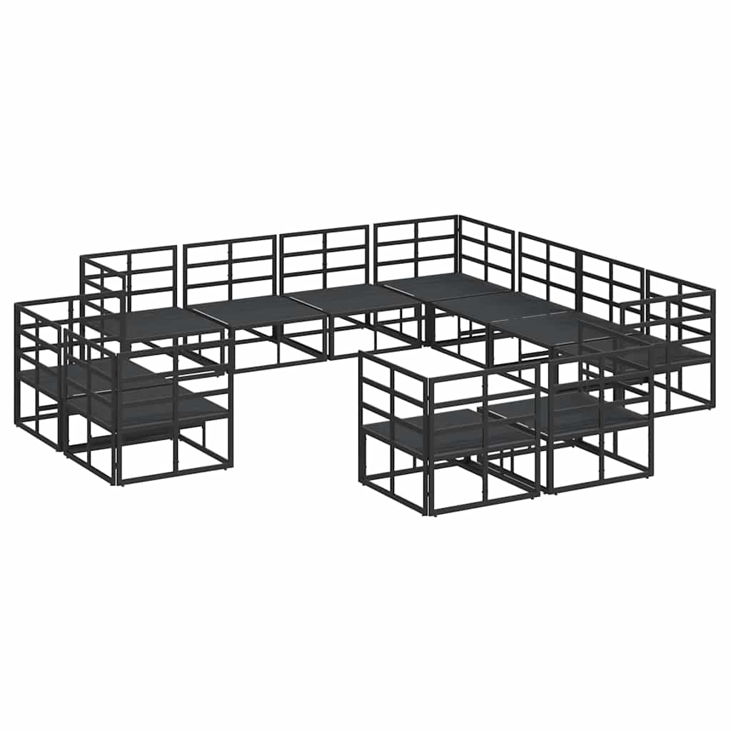 vidaXL Σετ Καναπέ Κήπου 11 pcs Μαύρο 283 x 283 x 71 εκ. Αλουμίνιο