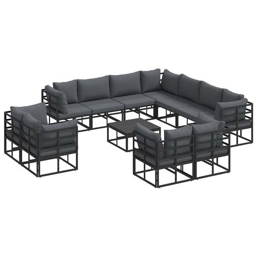 vidaXL Σετ Καναπέ Κήπου 12 pcs Μαύρο 70 x 70 x 32 εκ Αλουμίνιο