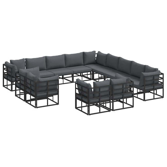 vidaXL Σετ Καναπέ Κήπου 13 pcs Μαύρο 353 x 353 x 71 εκ. Αλουμίνιο