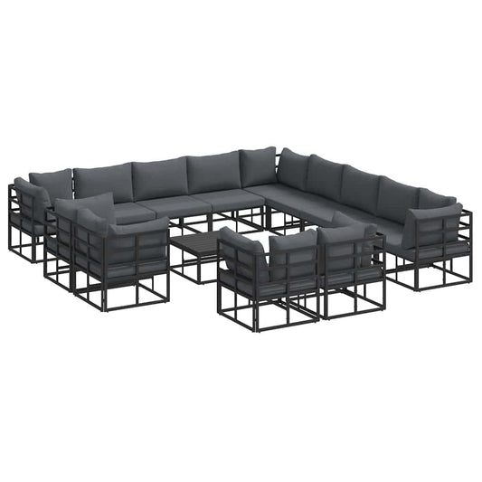 vidaXL Σετ Καναπέ Κήπου 14 pcs Μαύρο 70 x 70 x 32 εκ Αλουμίνιο