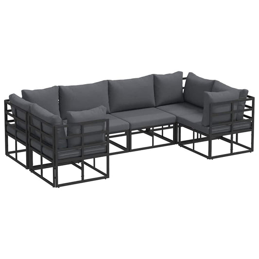 vidaXL Σετ Καναπέ Κήπου 6 pcs Μαύρο Αλουμίνιο