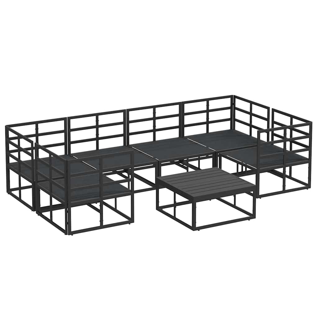 vidaXL Σετ Καναπέ Κήπου 7 pcs Μαύρο Αλουμίνιο