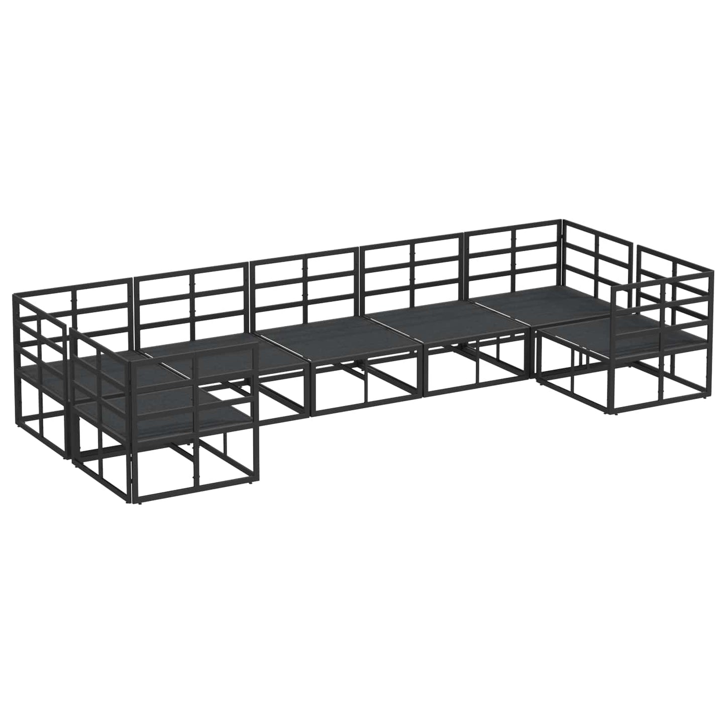 vidaXL Σετ Καναπέ Κήπου με μαξιλάρι 7 pcs Μαύρο Αλουμίνιο